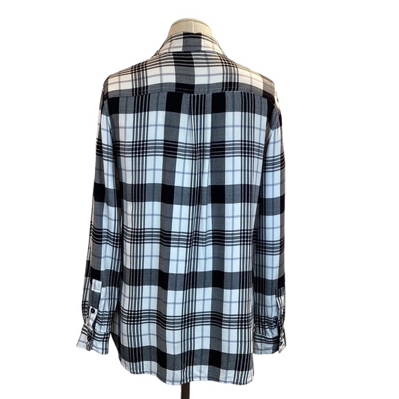 SAKS Fifth Avenue Black White Plaid Shirt - Picture 3 of 12